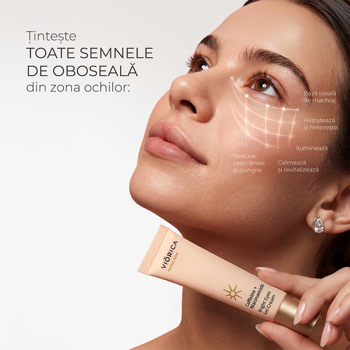 Gel-сrema contur ochi luminozitate Cafeina, Niacinamida, Perfect Glow