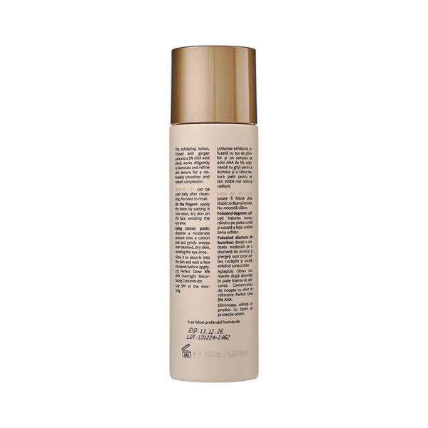 Loţiune exfoliantă iluminantă Ghimbir + 5% AHA, Perfect Glow