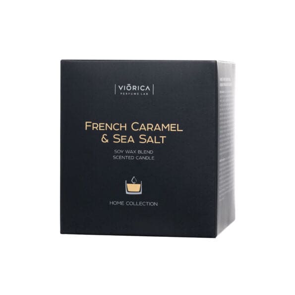 Lumânare parfumată din ceară de soia “Caramelă Franceză & Sare de Mare”